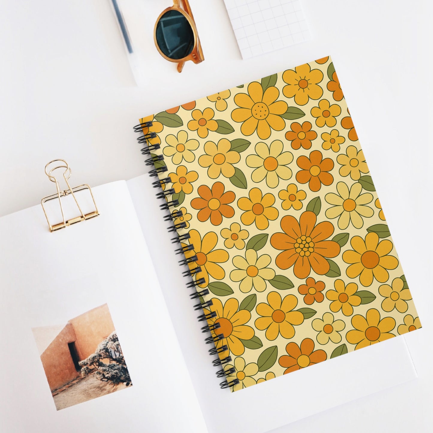 Retro Floral Spiral Notebook – Groovy 60’s Vintage Flower Power Journal