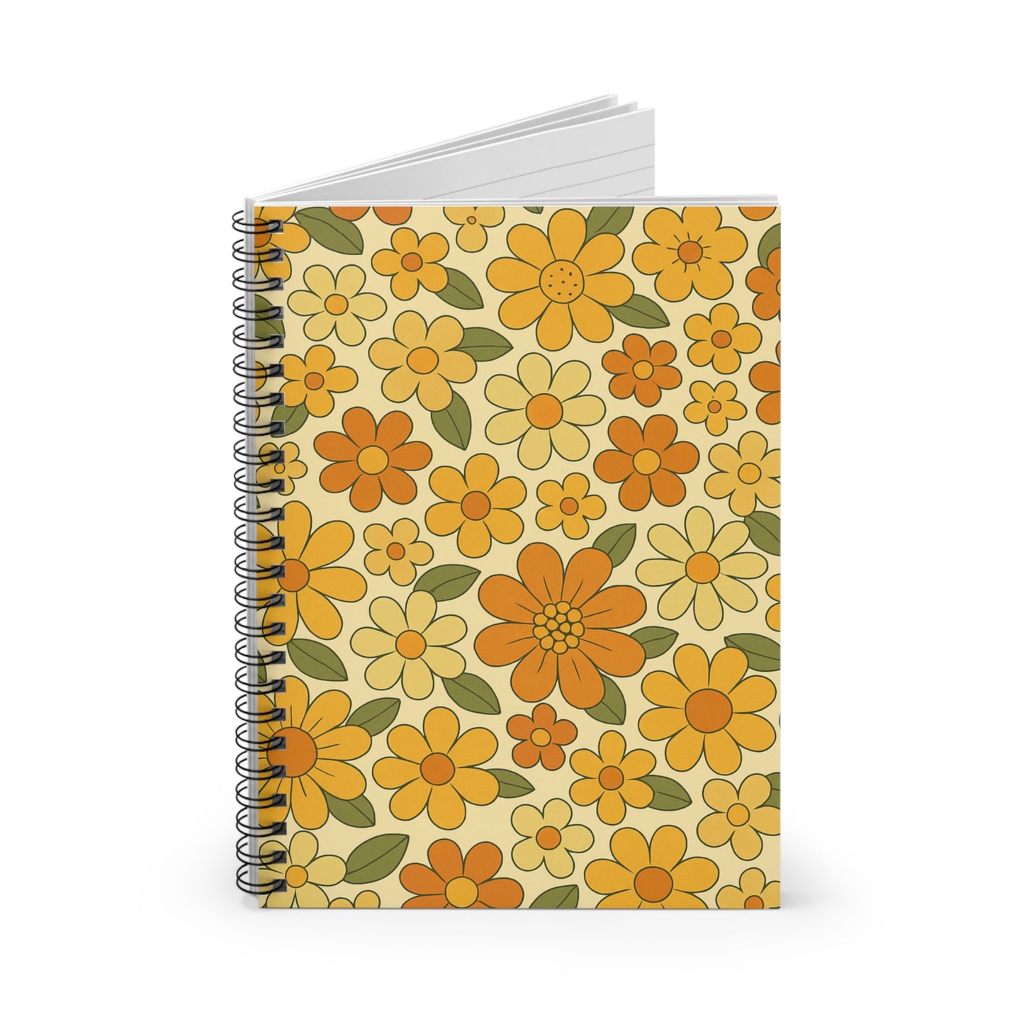 Retro Floral Spiral Notebook – Groovy 60’s Vintage Flower Power Journal