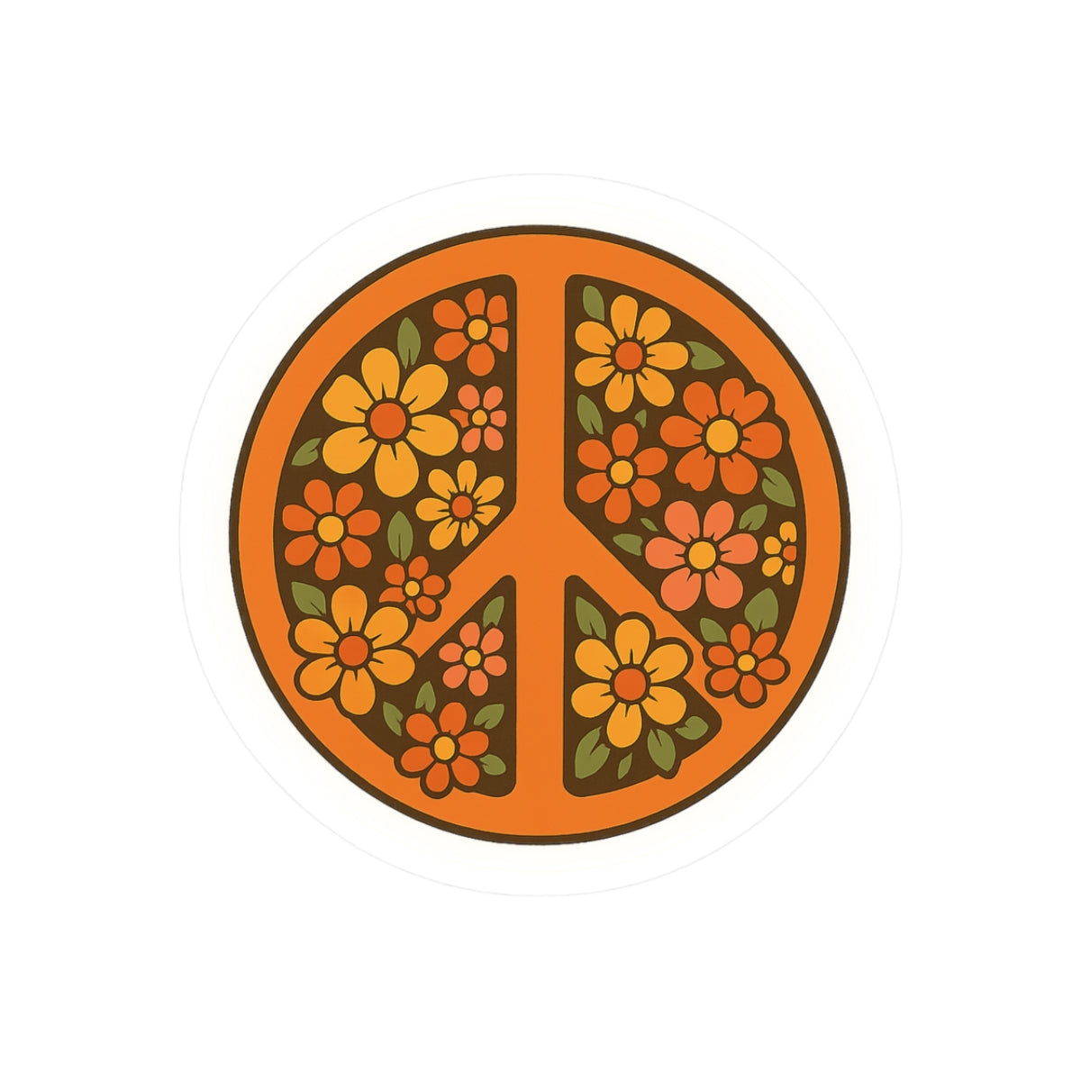 Retro Flower Power Peace Sign Sticker