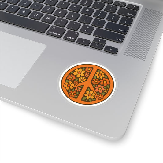 Retro Flower Power Peace Sign Sticker