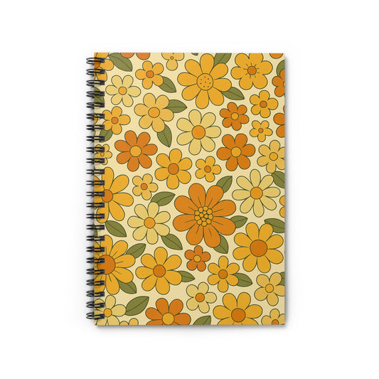Retro Floral Spiral Notebook – Groovy 60’s Vintage Flower Power Journal
