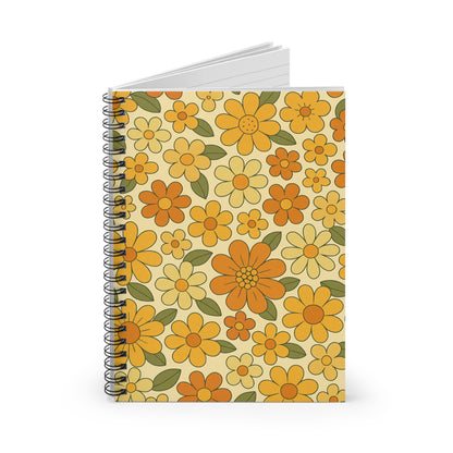 Retro Floral Spiral Notebook – Groovy 60’s Vintage Flower Power Journal