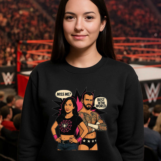 AJ Lee & CM Punk Comic Style Sweatshirt