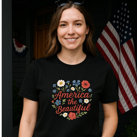 America The Beautiful Flower T-Shirt
